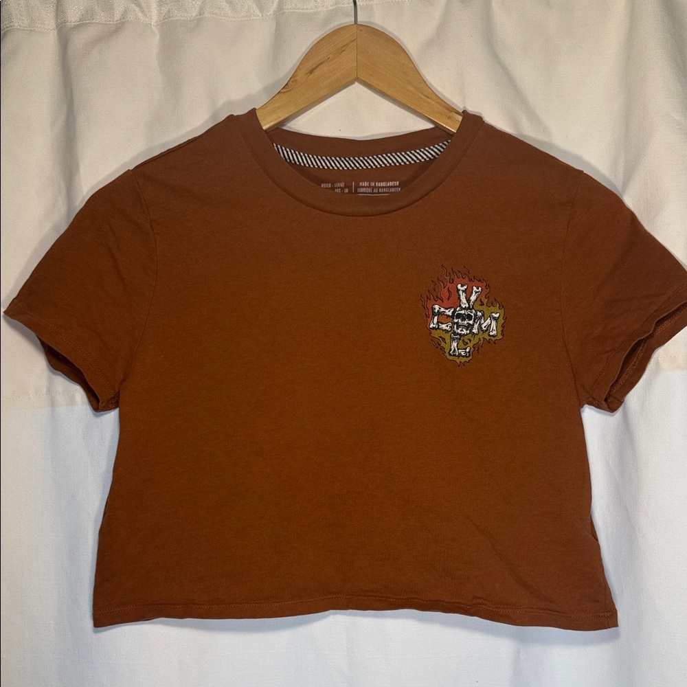 Volcom Rust Orange Cropped Graphic Tee